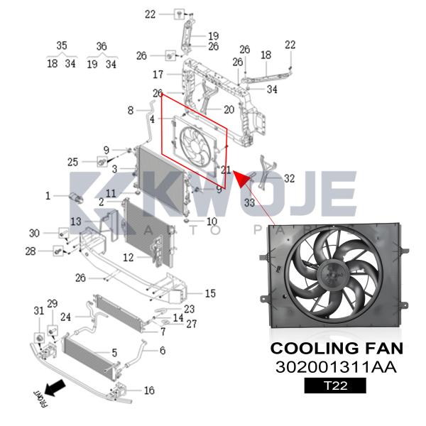 302001311AA Radiator Cooling Fan Assembly For Chery Auto Spare Parts Exeed RX T22