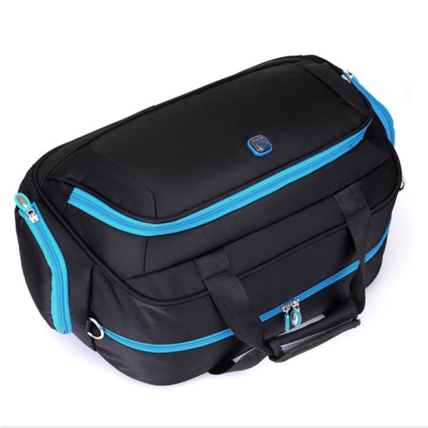 Large Black Waterproof Polyester Travel Bags For Men With Logo Zipper
