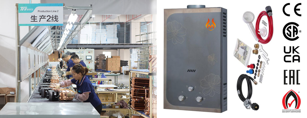 Indoor Flue Gas Water Heater 12L Mechanical Control Instant Hot Water System