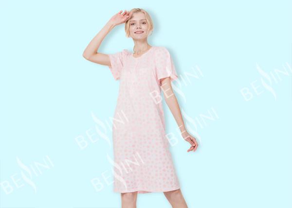 Personalized Ladies Night Dresses Sleepwear / 100 Cotton Short Sleeve Nightgown