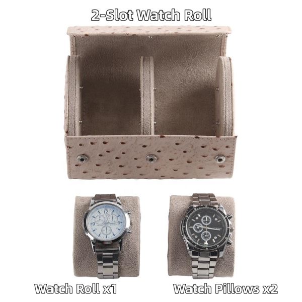 Brand Style Stylish 2 Slot Custom PU Leather Travel friendly Men's Watch Roll Storage Box