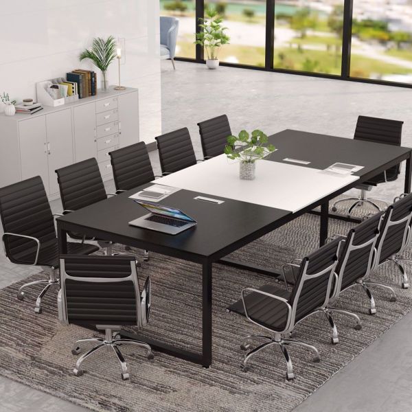 8ft Traditional Design Metal Meeting Room Table and Chairs Set for Small SOHO Office