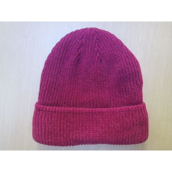 Chenille Yarn Hat--Acrylic Hat--Ladies and Men--Folden Hat--Solid color--Winter and Outside