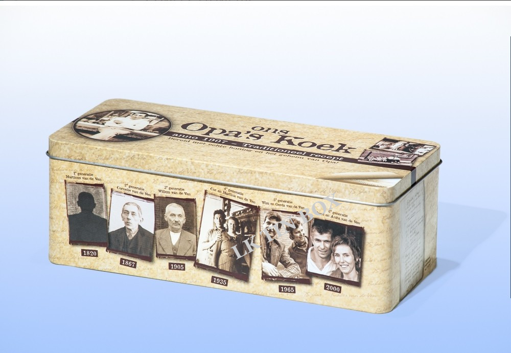Book Shaped Metal Rectangular Gift Tin Can Printing With Embossing