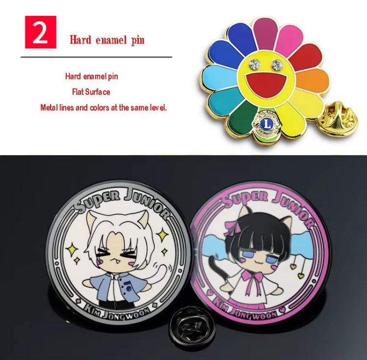 Custom Hard Enamel Lapel Pins Black Plated Flower Animal Decoration For Gift
