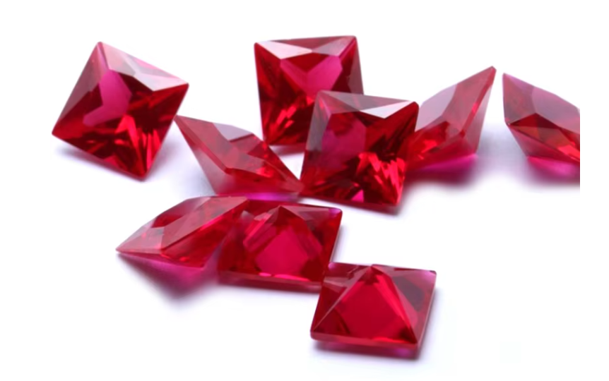 Princess Square Cut Synthetic Ruby 5# Corundum Loose Gemstone Moissanite For Engagement Rings