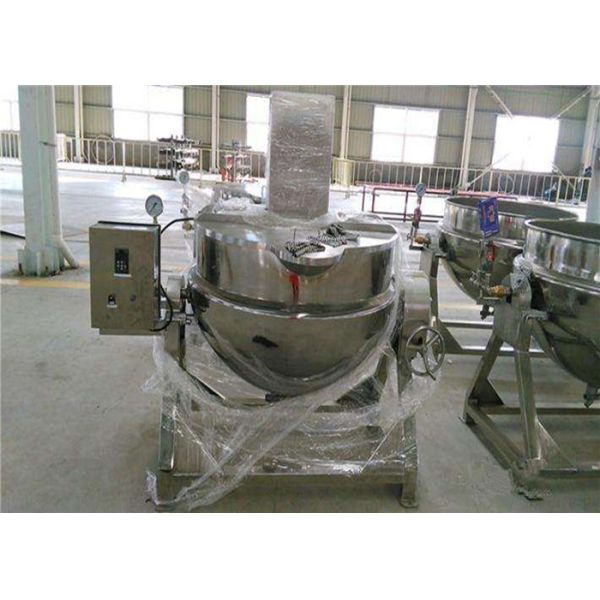 SS 304 / 316 Industrial Cooking Pot , Electric Jacketed Kettle With Mixer