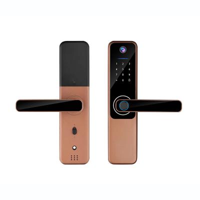 8 Código de linguagem Wifi Tuya Digital Door Lock com Smart Fingerprint Camera e OEM LOGO