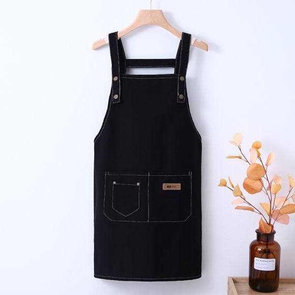 Silk Screen Printed Custom Logo Adjustable Bib Canvas Chef Apron for Women Cooking