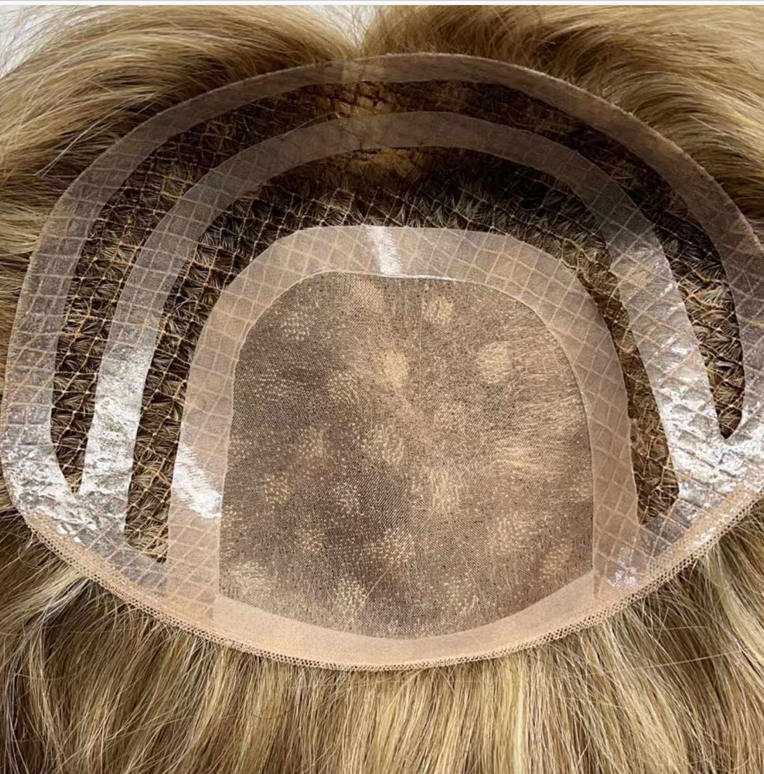 High Quality Natural Long Brown Integration Fishnet Base Virgin Multi Parting Hand Tied Human Hair Topper For Woman