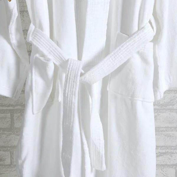 Luxury White Terry Cloth Robe Jacquard Weave With Long Sleeve