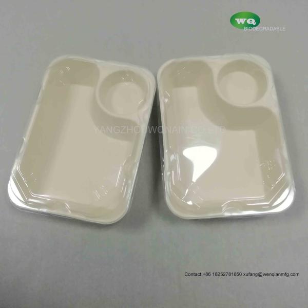 Biodegradable Unbleached 850ml Meal Box With Sauce Cup,Tree Free Sugarcane Bagasse Meal Prep Take Out Container In Bulk