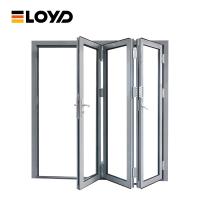 Villa Hurricane Impact Porte en aluminium double verre empilé porte à accordéon bifold