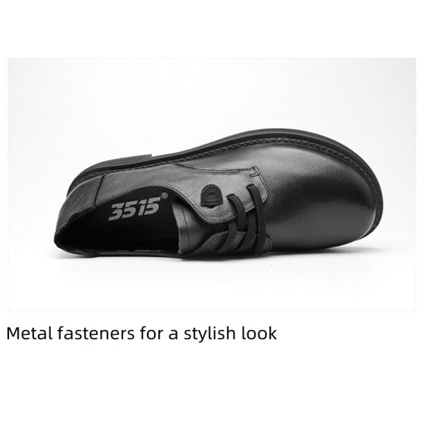 3515 British Lace Up Leather Shoes PU Insole Black Leather Dress Shoes