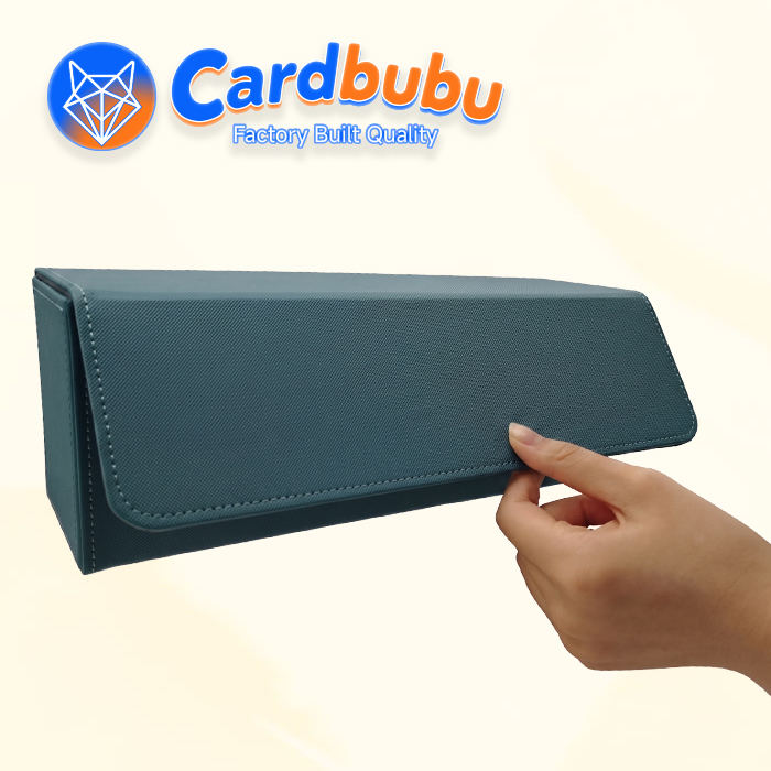 Dark Green Double Deck Box Custom Logo PU Leather Playing Card Deck Holder