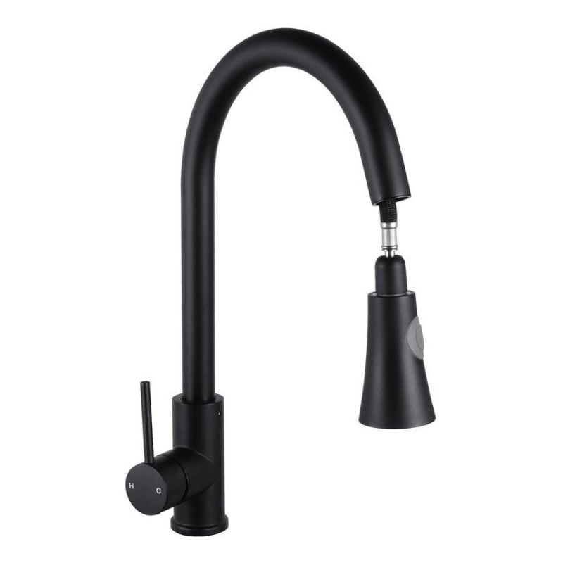 2024 Lizhen Luxury Flexible Single Handle Single Hole Black Taps Pull Down Kitchen Faucet For Sink