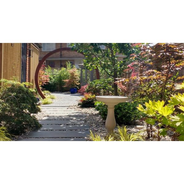 Natural Rusted Unique Corten Steel Sculpture Moon Gate 2200mm Dia