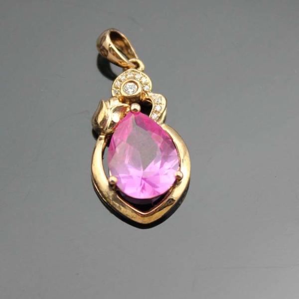 925 Silver Jewelry Drop Sapphire Cubic Zircon Drop Pendant (PSJ0417)