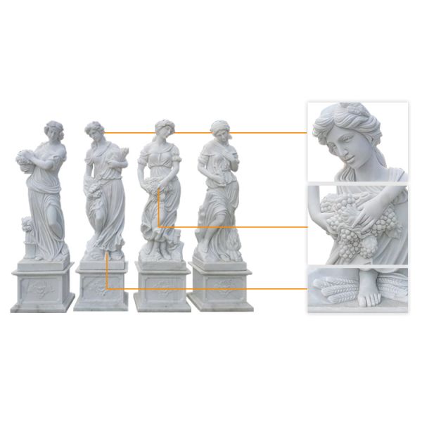 Custom Elegant Hand Carved Four Season Goddesses Marble Statue Sculpture