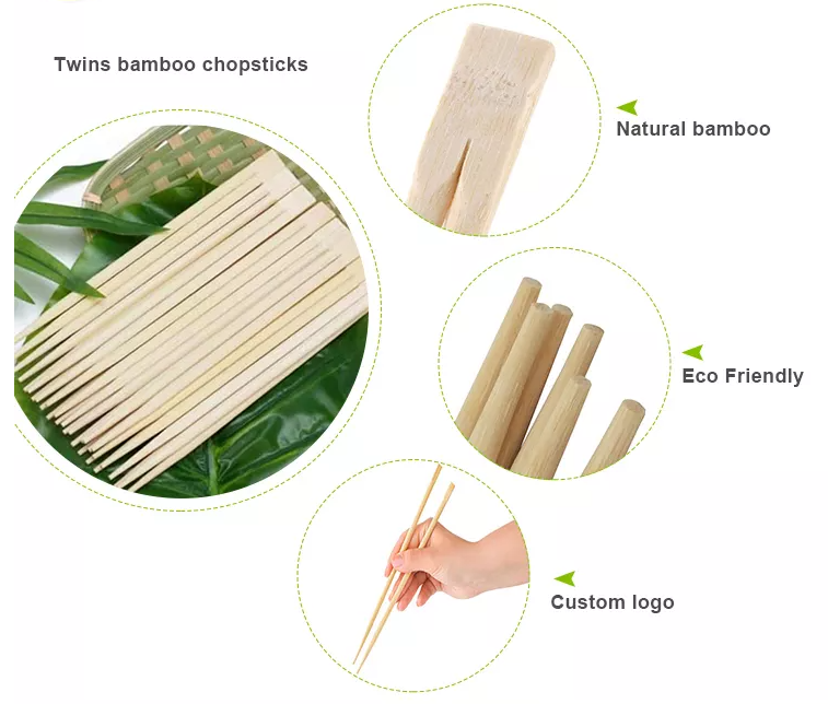 Палочки близнецов устранимые бамбуковые в индивидуальном бумажном пакете Opp