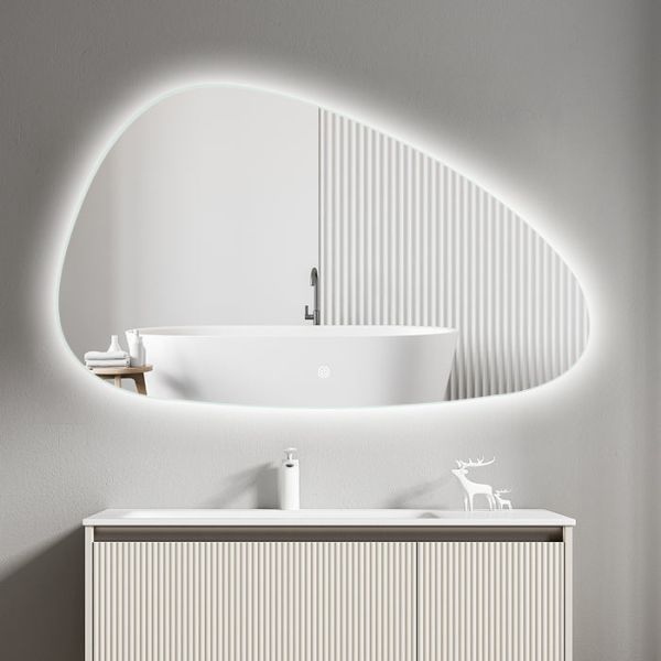 Shatterproof Bathroom Mirror With LED Light , Dimming Defogger Bathroom Mirror