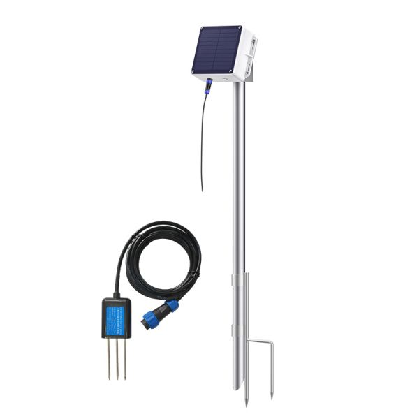 LoRaWAN solar powered wireless soil sensor providing high precision environmental data for greenhouses orchards and lawns