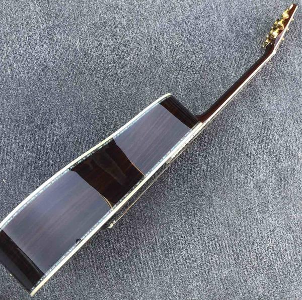 Real Abalone inlays Sunburst Solid spruce top 41 inch D style Acoustic Guitar with ebony fingerboard