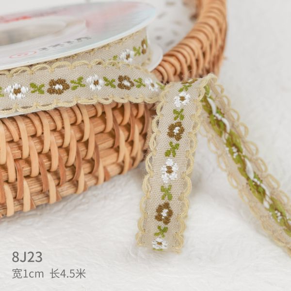 15 мм * 50y Пасторальная цветовая хлопчатовая лента Пекарня Торт лента Бук DIY Материал Декорация лента Цветочный букет Упаковка