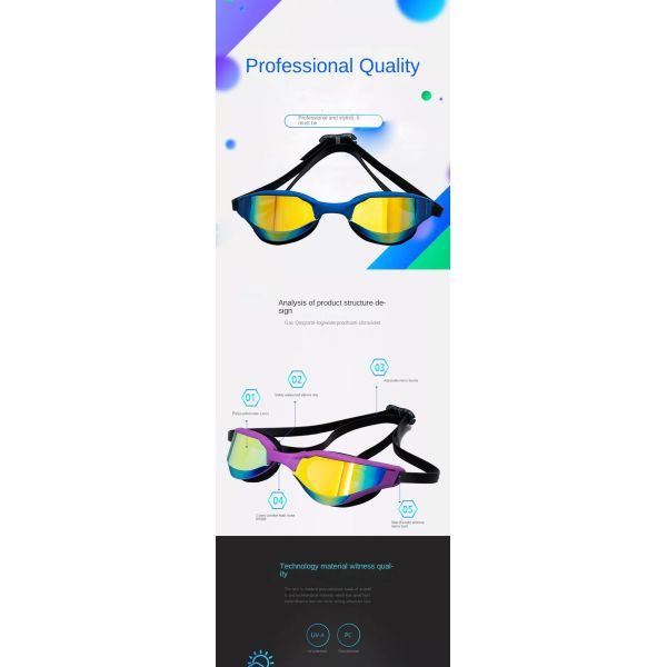 Electroplated Colorful Unisex Anti Fog Swimming Glasses Swimming Race Goggles