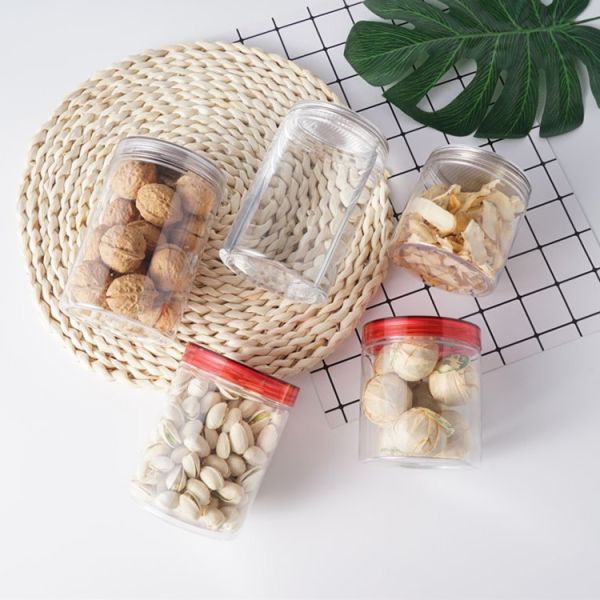 Versatile Clear Plastic Storage Jars With Aluminum Foil Lids
