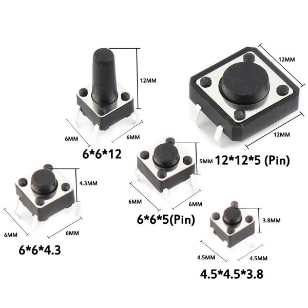 Interruptor SMD de 4 pinos Micro Tact 6x6mm Interruptor de botão tátil tátil