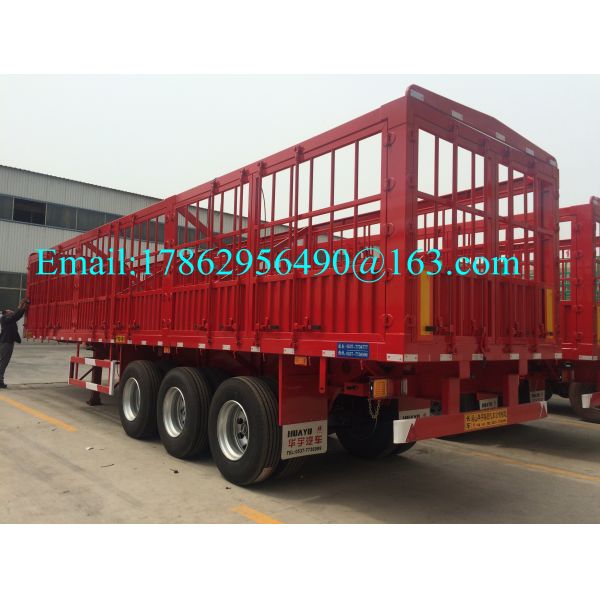 Bulk Cargo Transport Heavy Duty Semi Trailers High Wall Fence Truck 60 Ton
