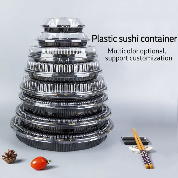 Round Food Grade Plastic 5 Divided Sushi Packing Box