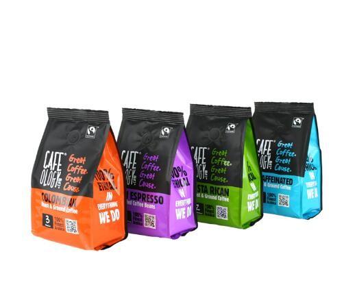 Customized Tin Tie Coffee Bean Bag / Aluminum Foil Side Gusset Quad Seal Packaging Coffee Bag with Valve