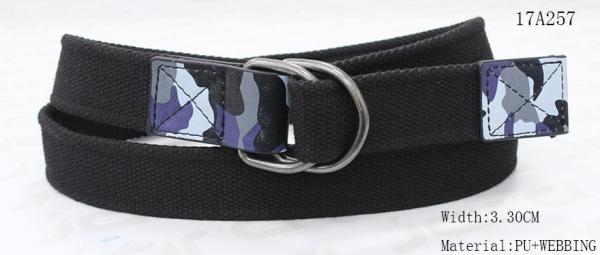 Military Printing Mens Black Webbing Belt , 3.30cm Double D Rings Black Web Belt