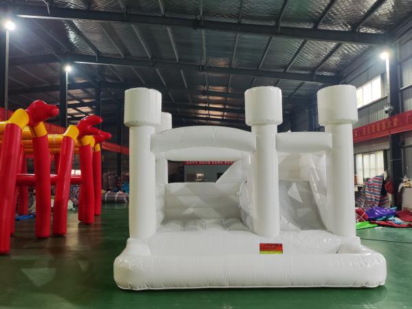 Commercial White Inflatable Bouncer Castle with Slide 0.55mmPVC