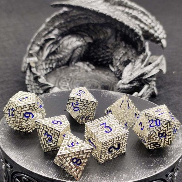 Hollow Maze Metal Dice Set DND Krusu'S Call RPG Multi Faceted
