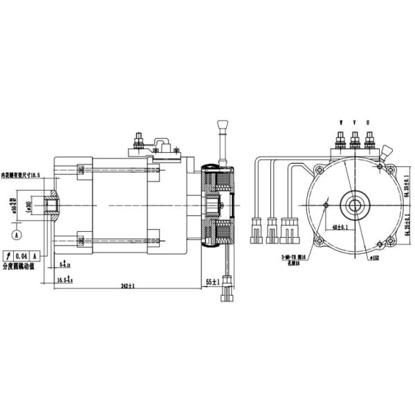 Natural Cooling 3.6kW AC Motor For Electric Vintage Car