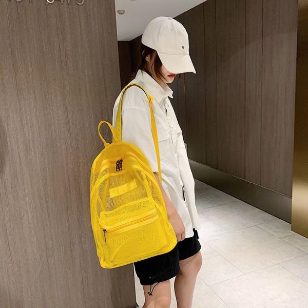 Summer New Backpack Nylon Mesh Transparent Letter Bag Trendy Women'S Bag Travel Bag Casual Student Bag