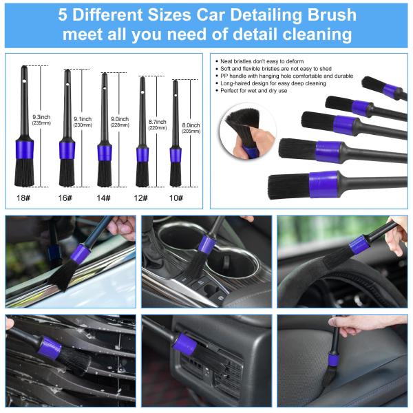 Car Washing Kit 23 Pcs  Auto Detailing Brush Blue For Wheels Dashboard Cleaning
