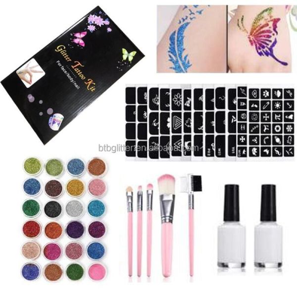 Eco-friendly Glitter Tattoo Set for Diwali Occasion Non-toxic and Hypoallergenic