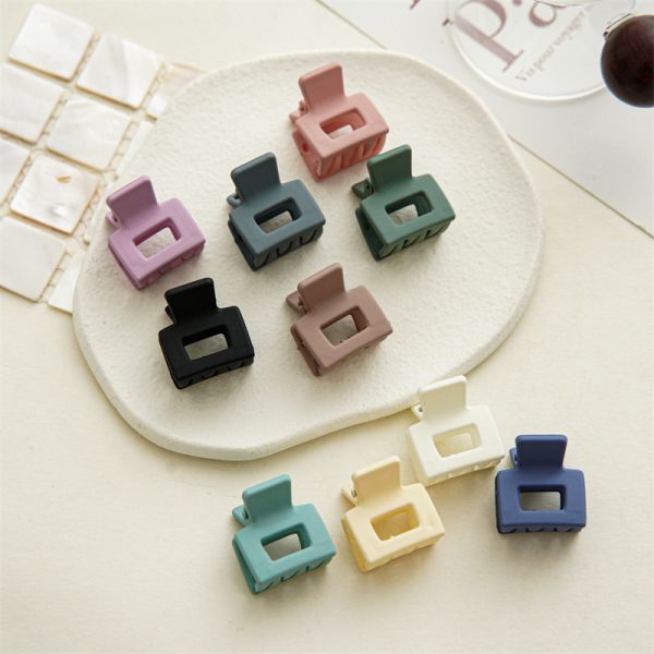 Temperament kids girls resin accessories matte cute square small clip Morandi fringe clip Hair clip headpiece