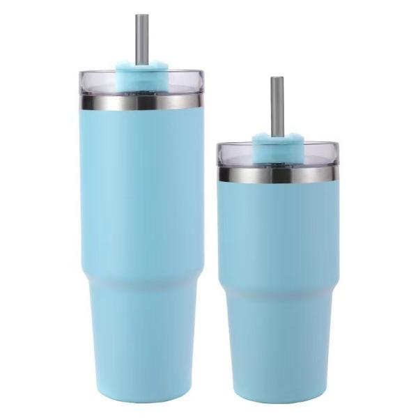 30oz Stainless Steel Double Wall Vacuum Insulated Mug With Straw And Lid