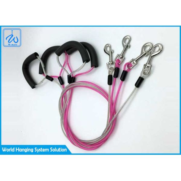Custom Tie Out Dog Collar Flexi Pink Leashes For Pet , Dog Runner Cable