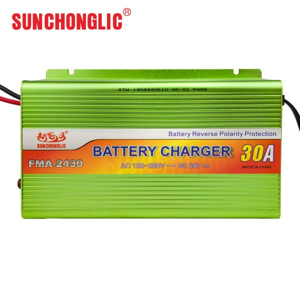 Smart Portable 24V 30A Battery Charger with Three-Stage Charging for AGM, GEL, and Lead-Acid Batteries