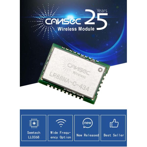 Cansec Wireless LR68NA-C SEMTECH LLCC68 Модуль лоры дальнего радиуса действия Smart Home IoT Solution 434M//868M/915M Sub-1 GHz