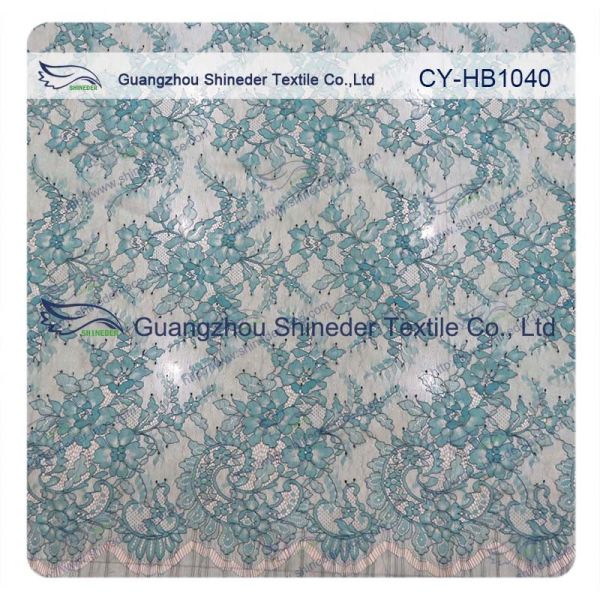 Colored Eyelash Embroidered Lace Trim , Bridal Gown Floral Lace Fabric