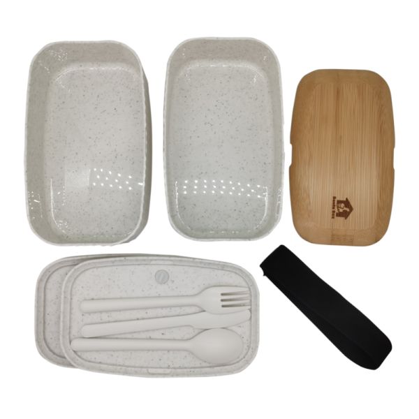 Customized Color Dual Tier Bamboo Lid Lunch Box for Large Capacity Portable Bento Box