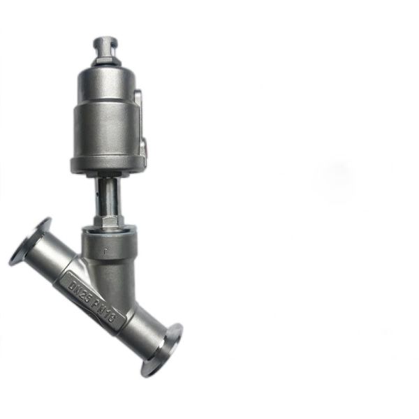 Válvula de asiento de ángulo del actuador neumático de extremos de tres pinzas con cilindro 304 de acero inoxidable