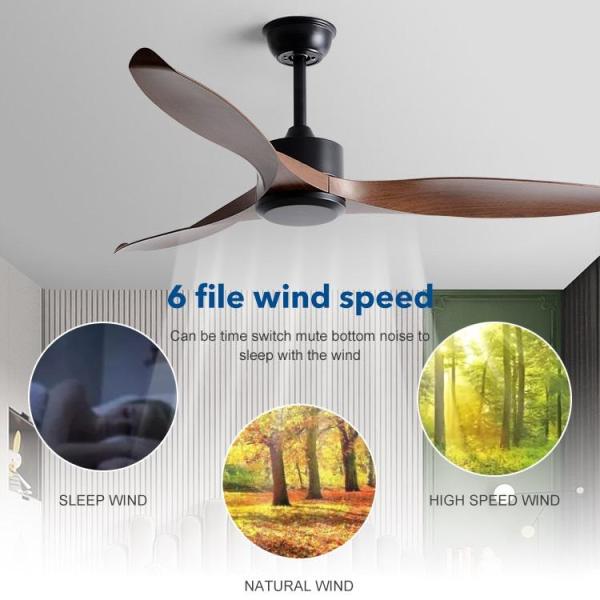 Style européen DC 56 pouces 50W ABS 3 lames Contrôle mural Télécommande Dimmable Ventilateur de plafond LED